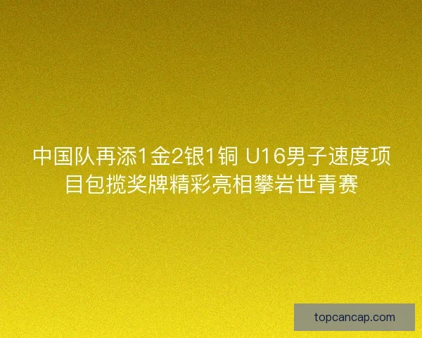 中国队再添1金2银1铜 U16男子速度项目包揽奖牌精彩亮相攀岩世青赛